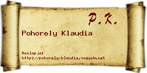 Pohorely Klaudia névjegykártya